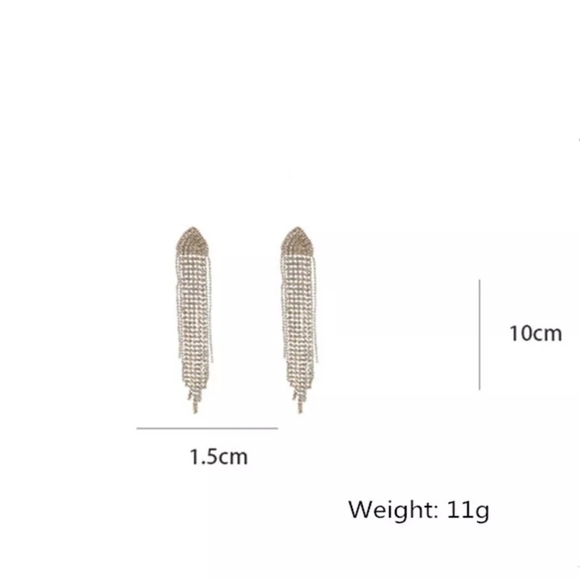 New Silver Beaded Tassel Bling Dangle Earrings - Picture 4 of 4